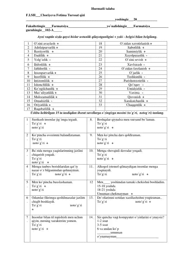 Savol va iltimos javobingizni bajarib ko'ring