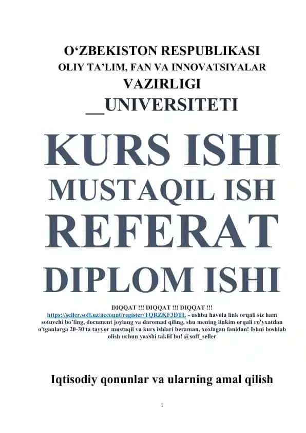 Iqtisodiy qonunlar va ularning amal qilish mexanizmi