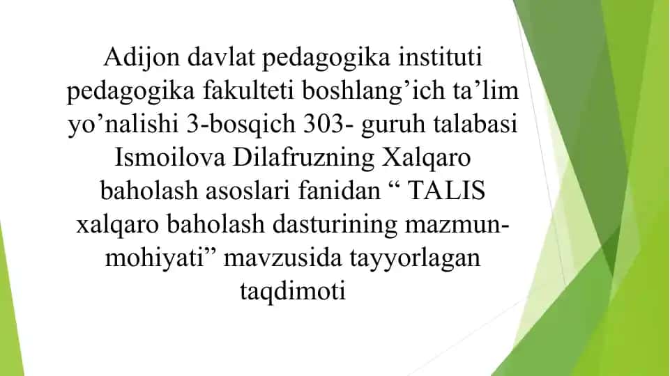Talis xalqaro baholash dasturi mazmun mohiyati
