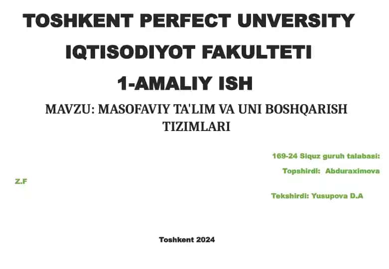 Masofaviy ta'lim va uni boshqarish tizimlari