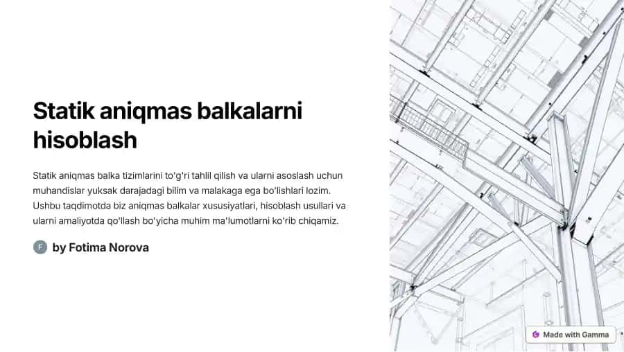 Statik aniqmas balkalarni hisoblash