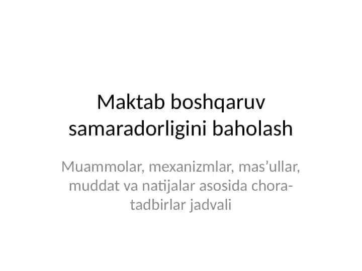 Maktab boshqaruv samaradorligini baholash