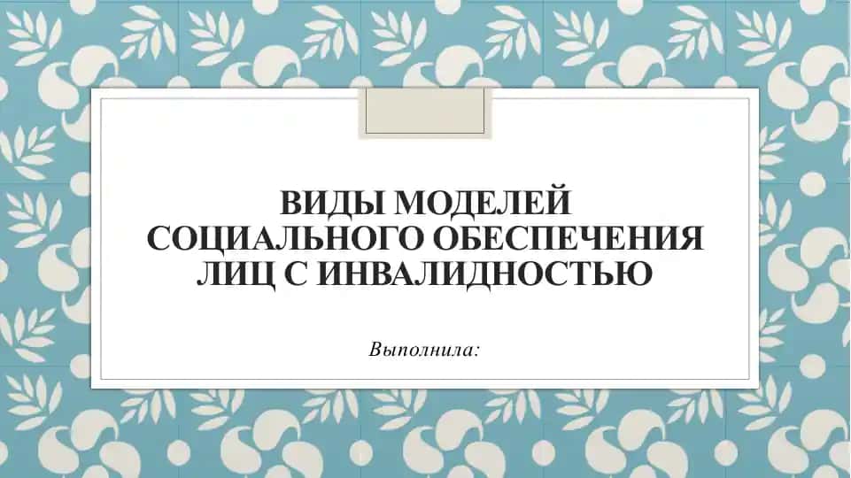 Виды моделей социального обеспечения лиц с инвалидностью