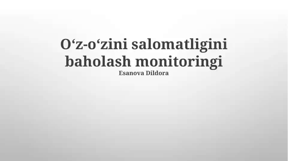 Oʻz-oʻzini salomatligini baholash monitoringi