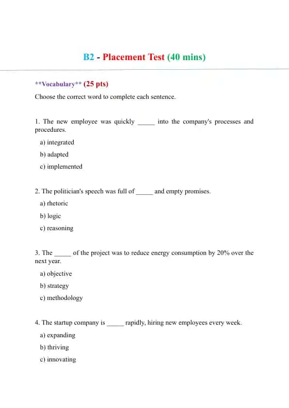 B2 - Placement Test