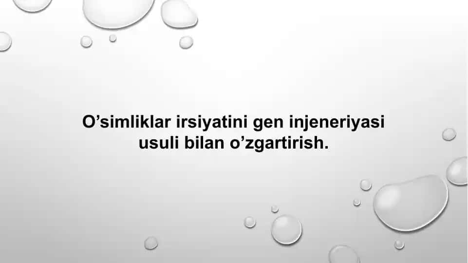 O’simliklar irsiyatini gen injeneriyasi usuli bilan o’zgartirish