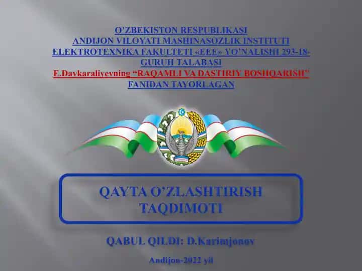 RAQAMLI VA DASTIRIY BOSHQARISH FANI TAQDIMOTI