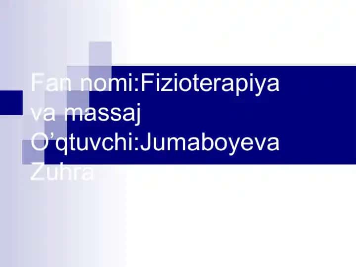 Fizioterapiya va massaj