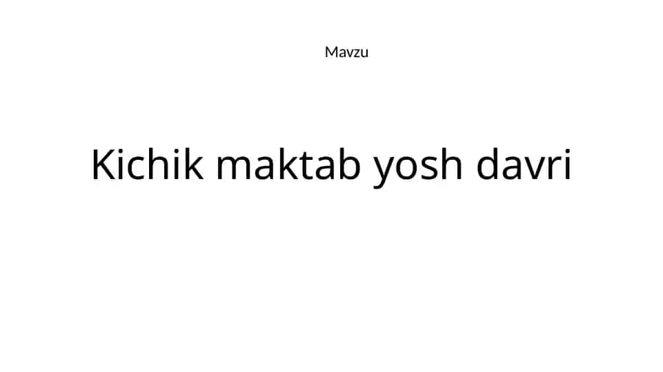 Kichik maktab yosh davri