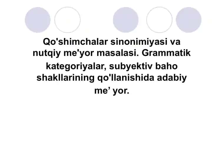 Qo'shimchalar sinimiyasi va nutq iyme'yormasalasi
