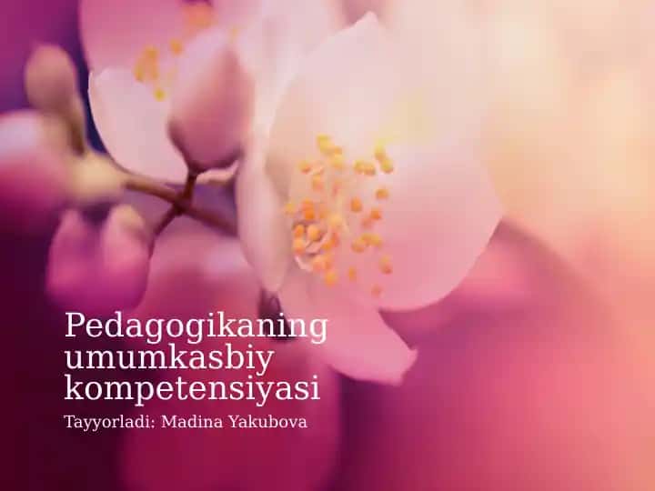 Pedagogikaning umumkasbiy kompetensiyasi