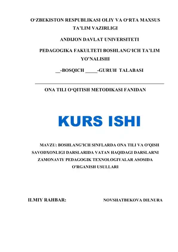 Ona tili o'qitish metodikasi