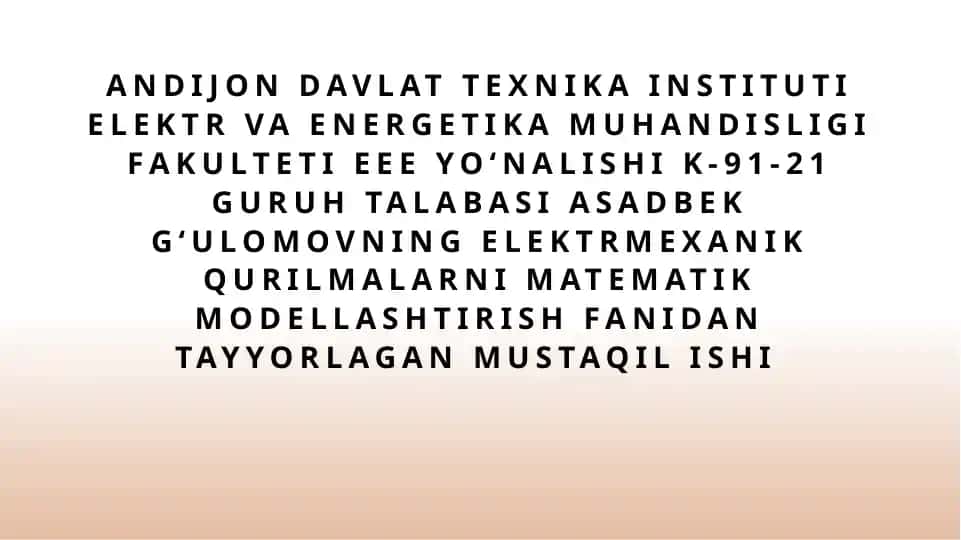 O'zgaruvchan tok elektr zanjirlarining matematika modeli