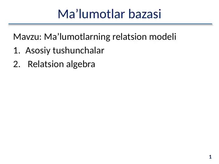 Ma’lumotlarbazasi