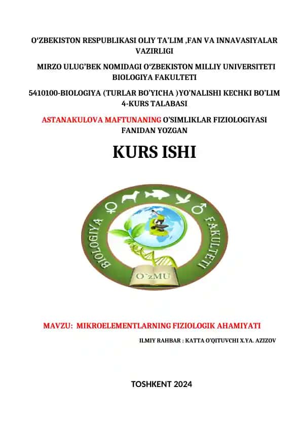 Mikroelementlarning Fiziologik Ahamiyati