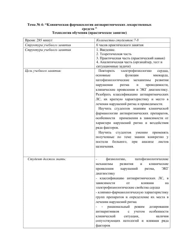 Клиническая фармакология антиаритмических лекарственных средств