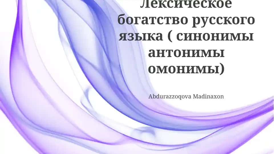 Лексическое богатство русского языка (синонимы, антонимы, омонимы)