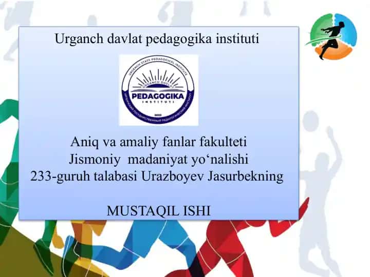 Jismoniy madaniyat nazariyasi va metodikasi fanining asosiy atamalari