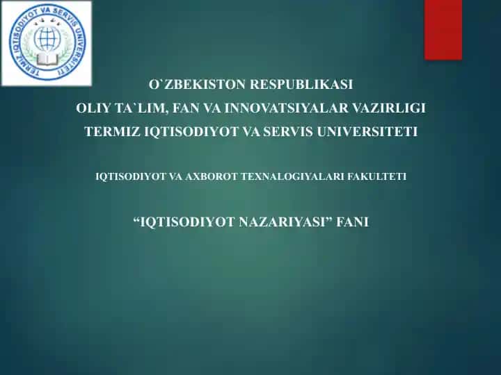 IQTISODIYOT NAZARIYASI