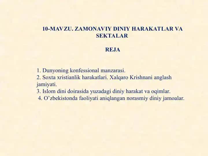 Zamonaviy diniy harakatlar va sektalar