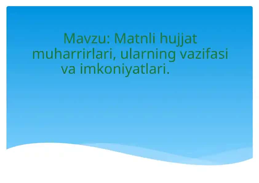 WORD muharriridagi bir qancha tushunchalar