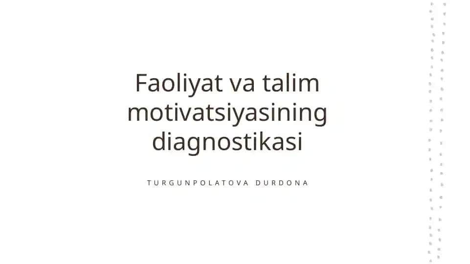 Faoliyat va talim motivatsiyasining diagnostikasi