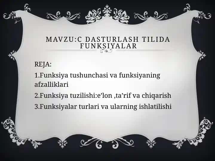 Dasturlash Tilida Funksiyalar