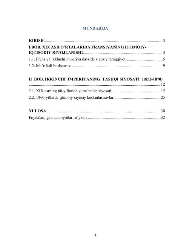 Fransiyaning Ijtimoiy-Iqtisodiy Rivojlanishi XIX asr o’rtalarida