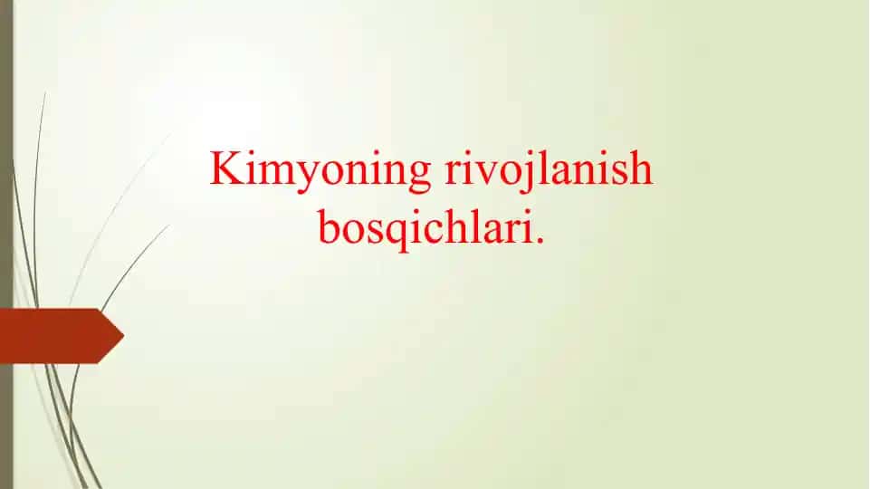 Kimyoning rivojlanish bosqichlari