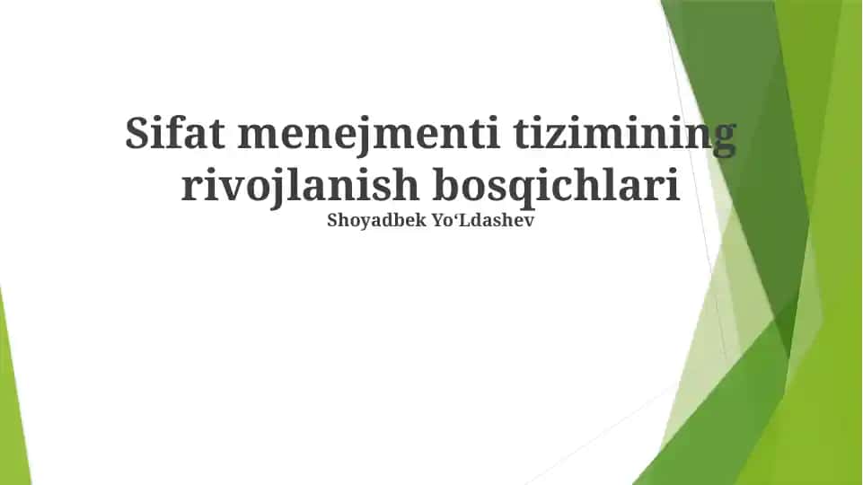 Sifat menejmenti tizimining rivojlanish bosqichlari