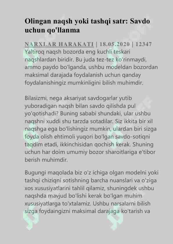 Yapon shamlari va patternlar asosida savdo. Treyding.