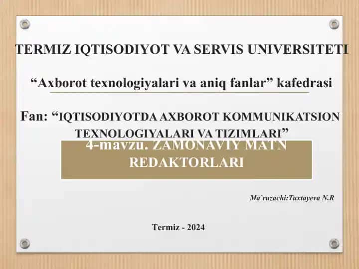 ZAMONAVIY MATN REDAKTORLARI