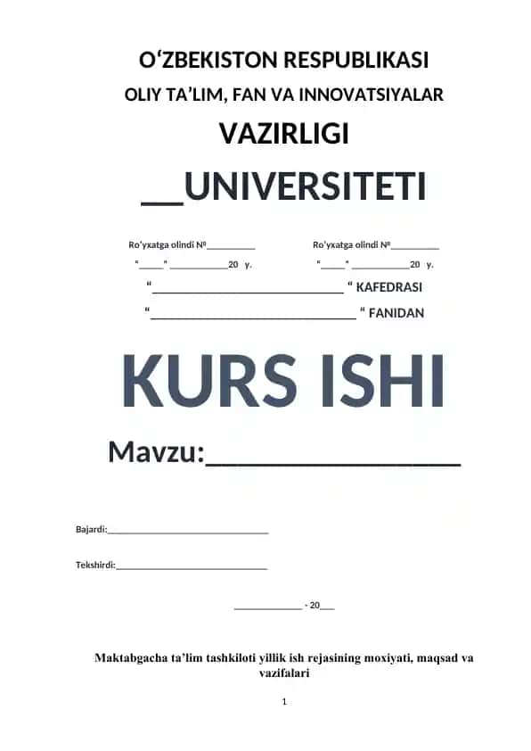 Maktabgacha ta’lim tashkiloti yillik ish rejasining moxiyati, maqsad va vazifalari