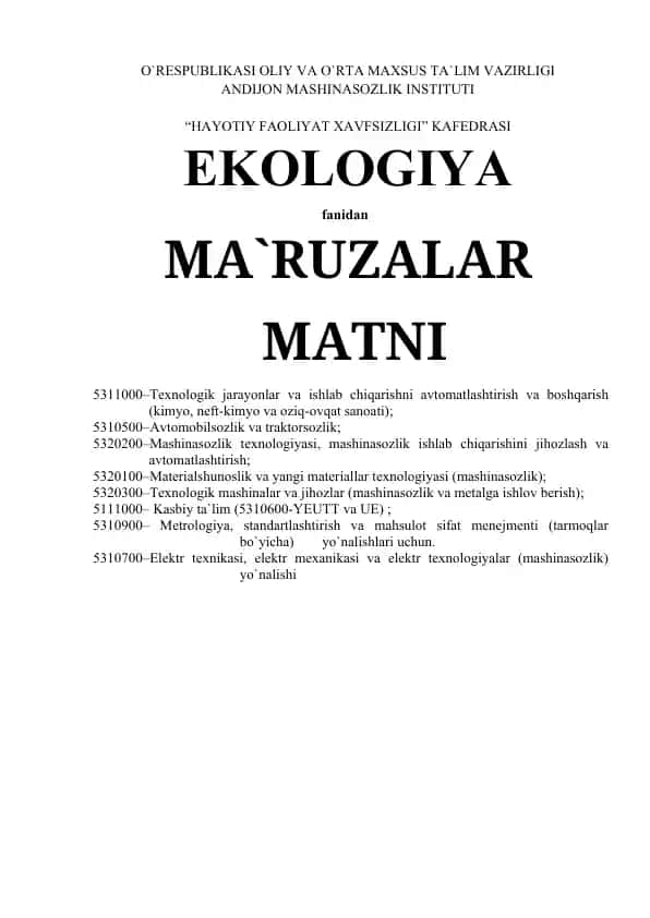 Matematik fanidan mа`ruzalar