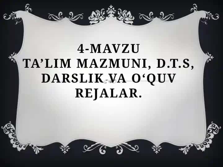 O'qitish va Ta'lim Mazmuni