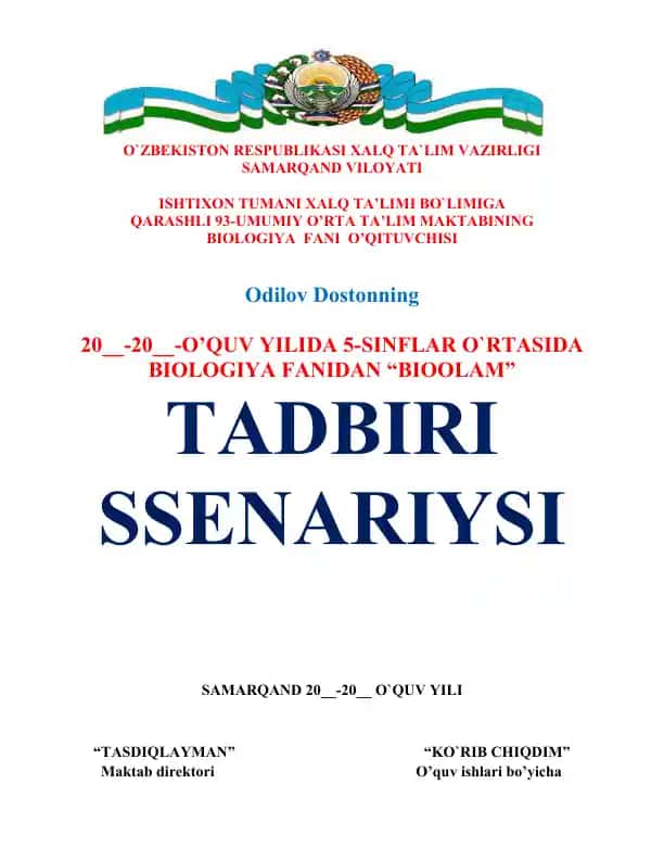 "Biologya fanidan 'Bioolam' tadbiri ssenariesi"