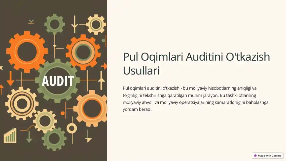 Pul Oqimlari Auditini O'tkazish Usullari