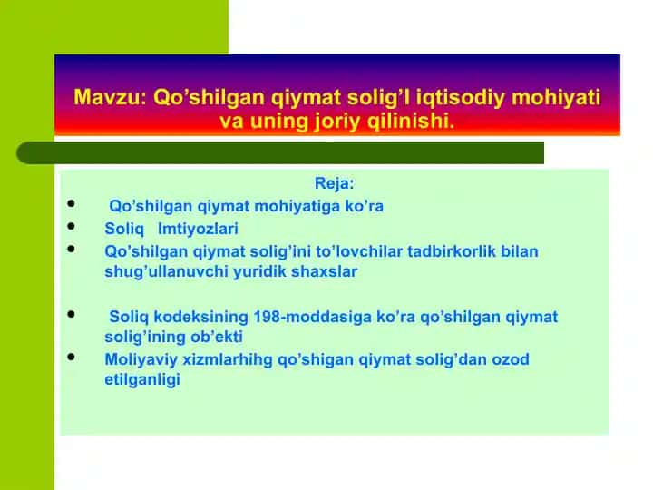 Qo’shilgan qiymat solig’i