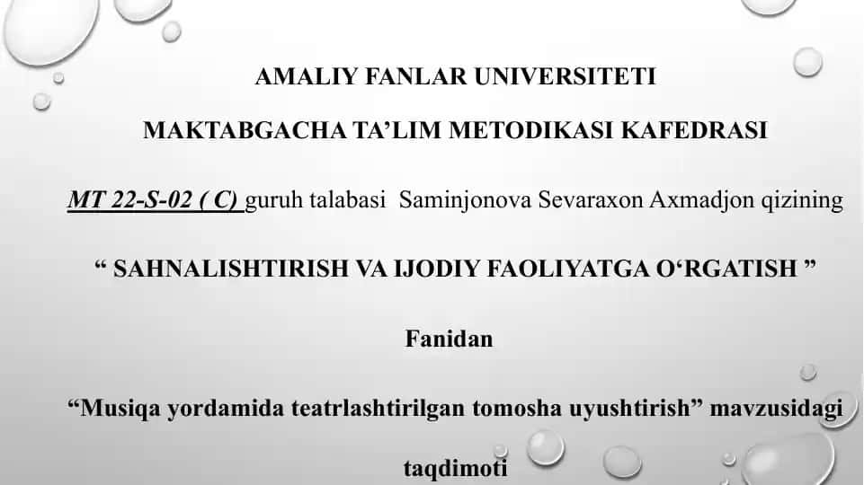Musiqa yordamida teatrlashtirilgan tomosha uyushtirish