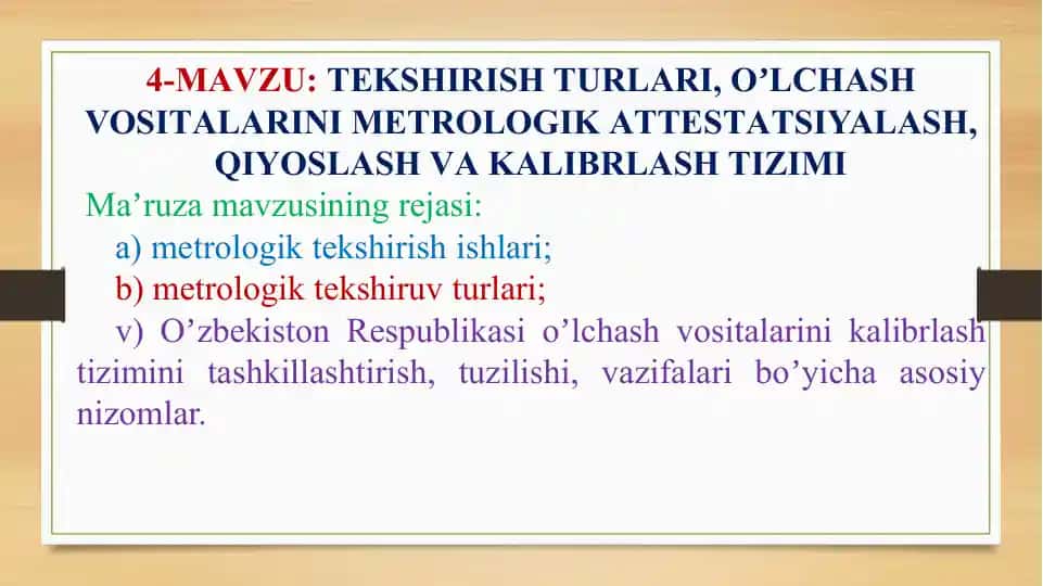 Metrologik Attestatsiya va Qiyoslash