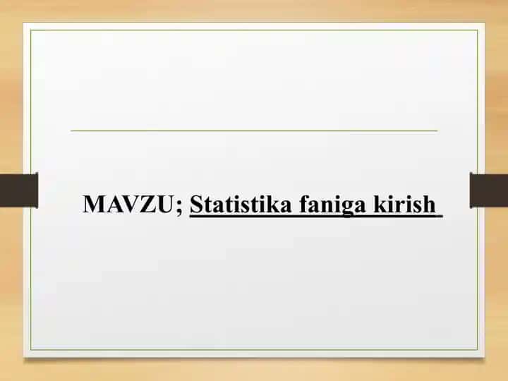 Statistika faniga kirish