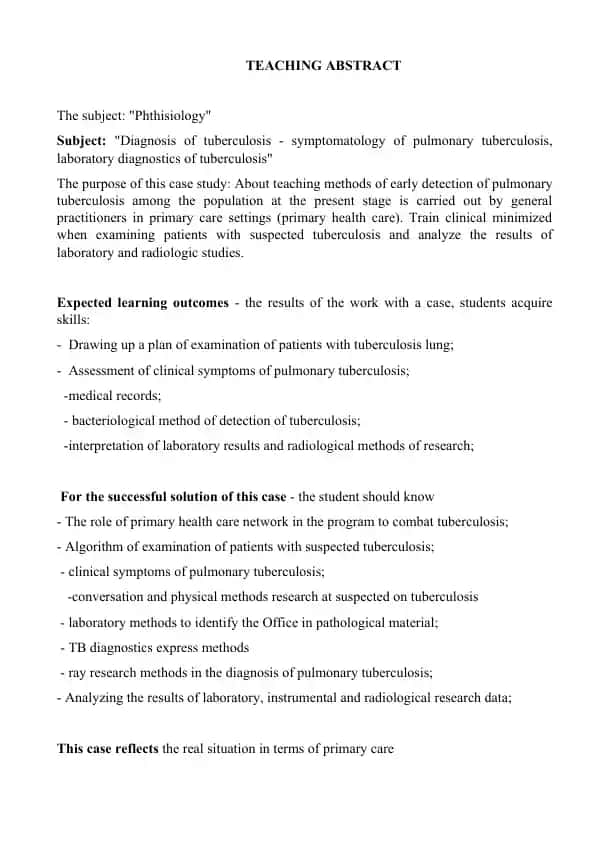 Diagnosis of tuberculosis