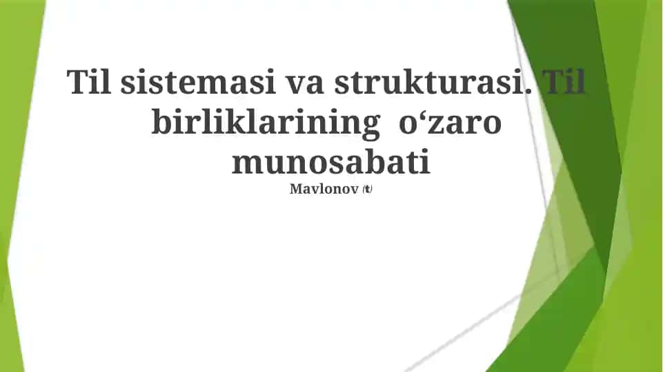 Til sistemasi va strukturasi