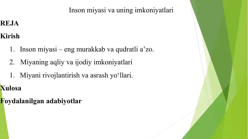 Inson miyasi va uning imkoniyatlari