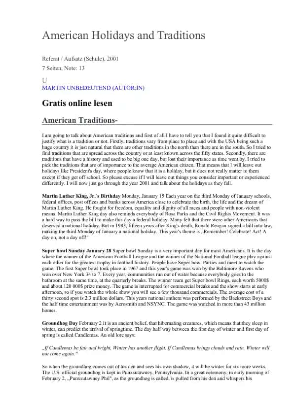 American Holidays and Traditions