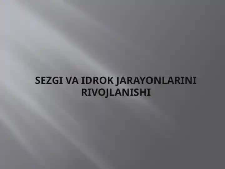 Sezgi va idrok jarayonlarining rivojlanishi