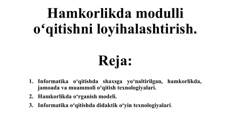 Informatika o'qitishda shaxsga yo'naltirilgan hamkorlik