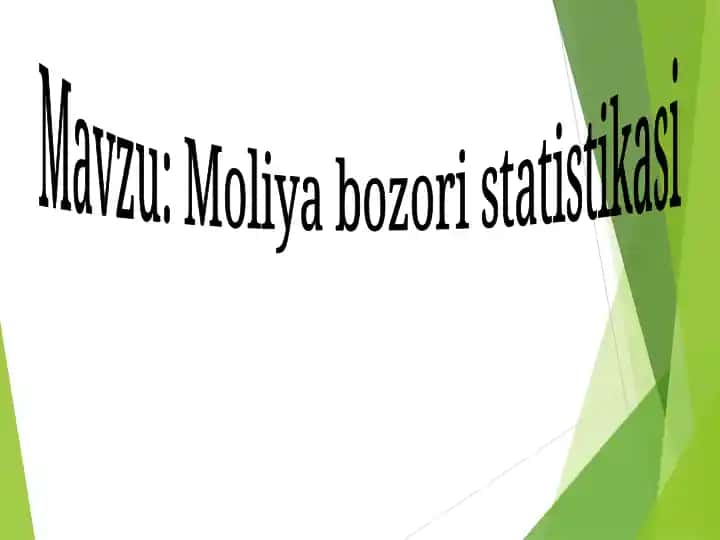 Moliya bozori statistikasi