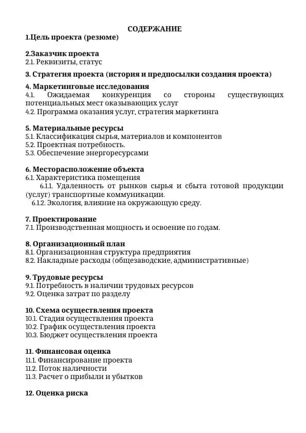 Бизнес план "Сервисное обслуживание жителей и гостей"