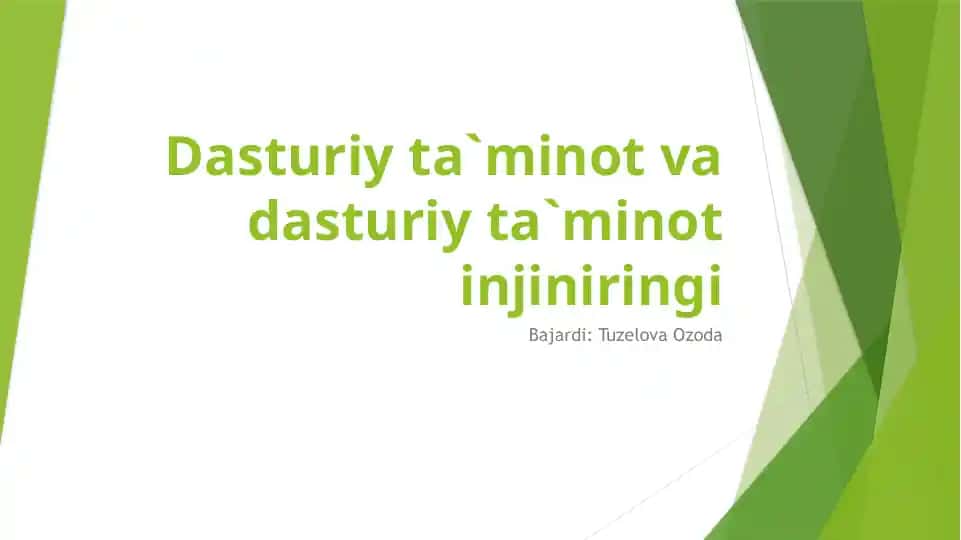 Dasturiy ta`minot va dasturiy ta`minot injiniringi